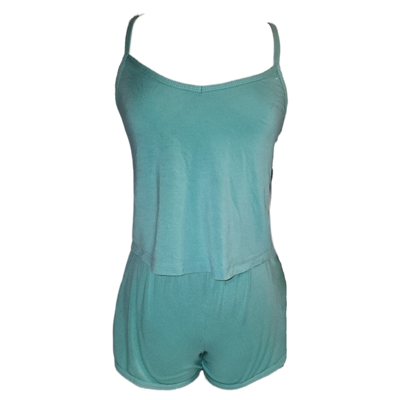 PINK & Secret Treasures Ladies Short Pajama Sets - Extra Small -Teal & Floral - Picture 2 of 8